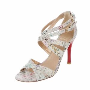 Stuart Weitzman White and Red Strappy Heels
